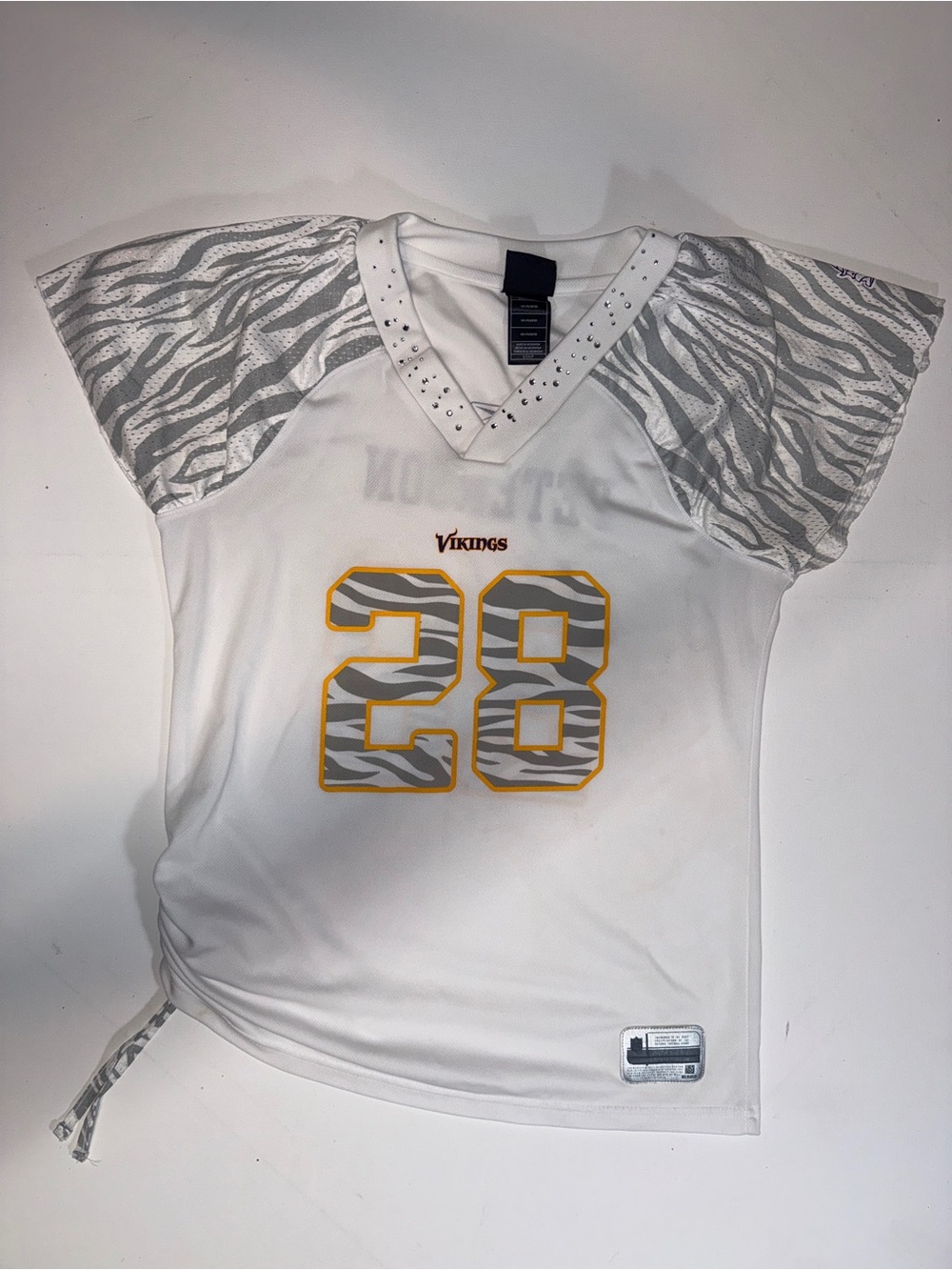 NFL White & Gold Zebra-Accented Vikings Jersey Top